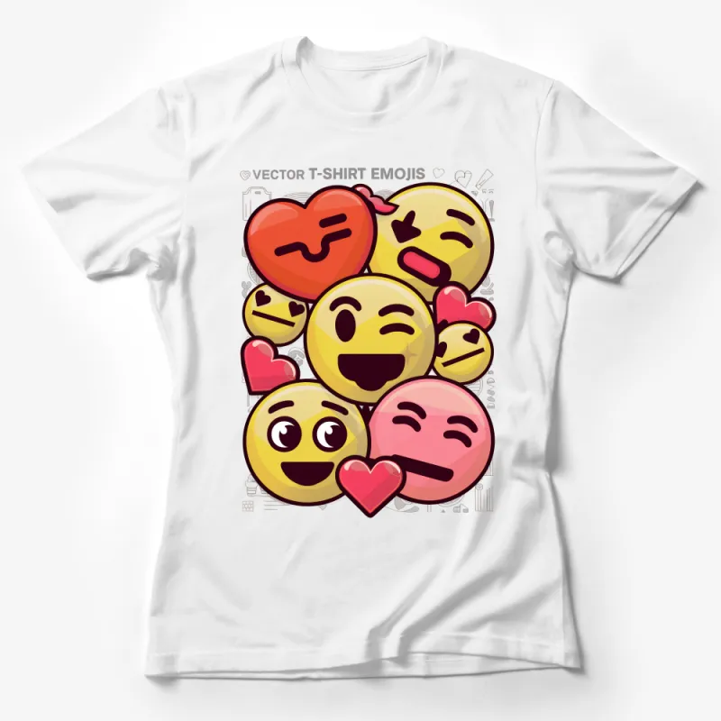 Colorful Emoji T-Shirt, Fun Emoticon Tee for Casual Wear, Unisex Adult Emoji Graphic Shirt, Gift for Friend Female T-Shirt