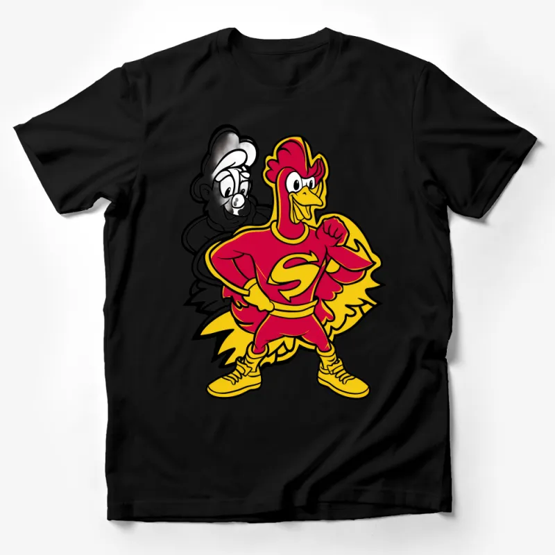 Super Chicken Cartoon Character T-Shirt, Funny Animal Hero Tee, Unisex Adult and Kids Sizes, Vibrant Colors Top, Unique Gift Idea Male T-Shirt