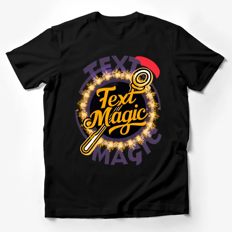 Sparkling Text Magic Logo T-Shirt, Unisex Graphic Tee, Casual Streetwear, Trendy Magical Print Shirt, Unique Gift Idea Male T-Shirt