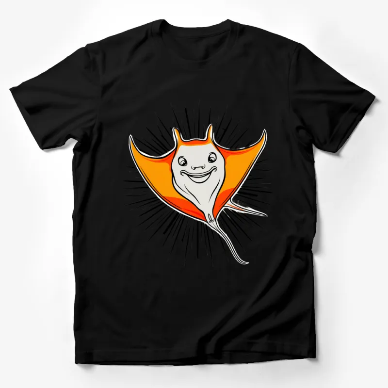 Unique Smiling Stingray T-Shirt, Unisex Artistic Ray Tee, Ocean Animal Lover Gift, Casual Graphic Shirt, Summer Tops Male T-Shirt