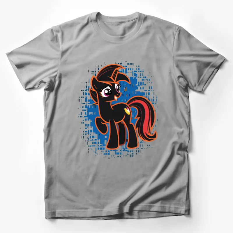 Kids Cartoon Pony T-Shirt, Vibrant Character Graphic Tee, Unisex Children's Clothing, Cute Animal Print Top, Casual Wear Male T-Shirt