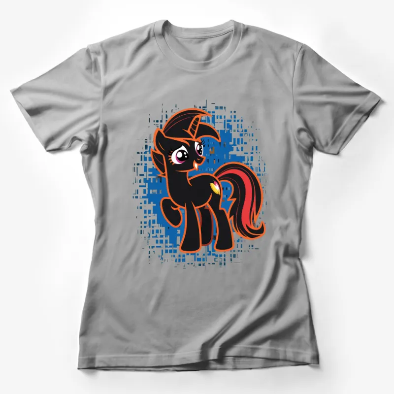 Kids Cartoon Pony T-Shirt, Vibrant Character Graphic Tee, Unisex Children's Clothing, Cute Animal Print Top, Casual Wear Female T-Shirt