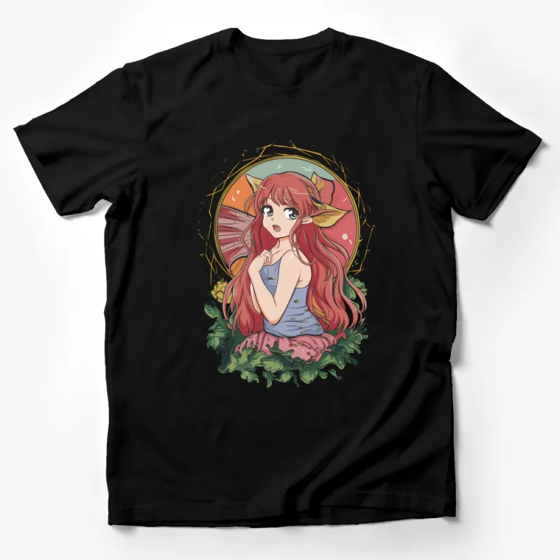 Fantasy Elf Girl T-Shirt, Magical Forest Creature, Anime Style Graphic Tee, Casual Wear, Artistic Design Male T-Shirt