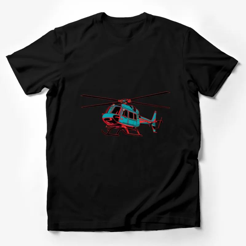 Cool 3D Helicopter Graphic Tee, Unisex Casual T-Shirt, Urban Streetwear, Pilot Gift, Modern Aviation Design, Cotton Top, Men's Clothing Male T-Shirt