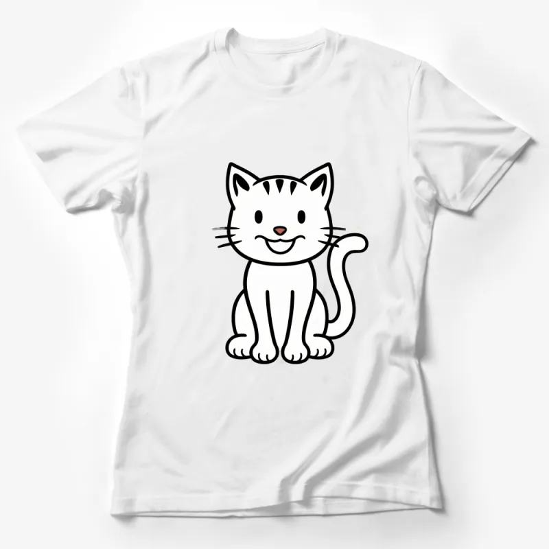 Cute Cartoon Cat T-Shirt, Whimsical Kitten Tee, Casual Animal Graphic Shirt, Unisex Gift for Cat Lovers, Soft Cotton Fabric Top Female T-Shirt