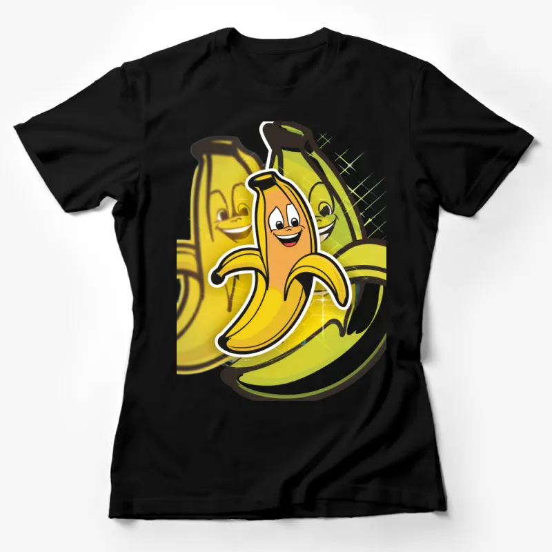 Funny Banana Buddy T-Shirt, Unisex Cartoon Fruit Tee, Happy Bananas Graphic Shirt, Gift for Fruit Lovers, Summer Casual Wear Female T-Shirt