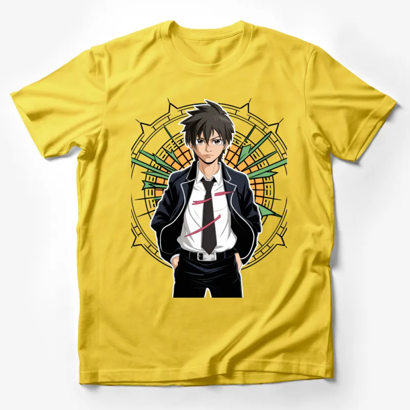 Anime Style Graphic Tee, Urban Fantasy Character Unisex T-Shirt, Cool Manga Art Print Shirt, Casual Cosplay Apparel, Gift for Fans Male T-Shirt