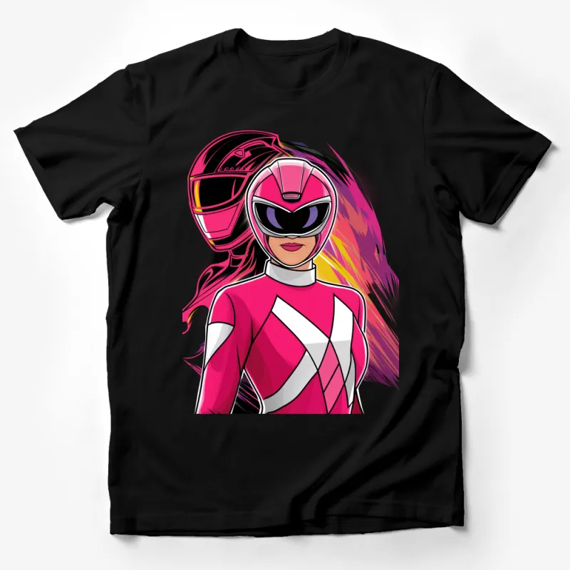 Pink Power Ranger Inspired Graphic Tee, Women's Superhero T-Shirt, Vibrant Pop Culture Apparel, Unique Gift for Fans Male T-Shirt