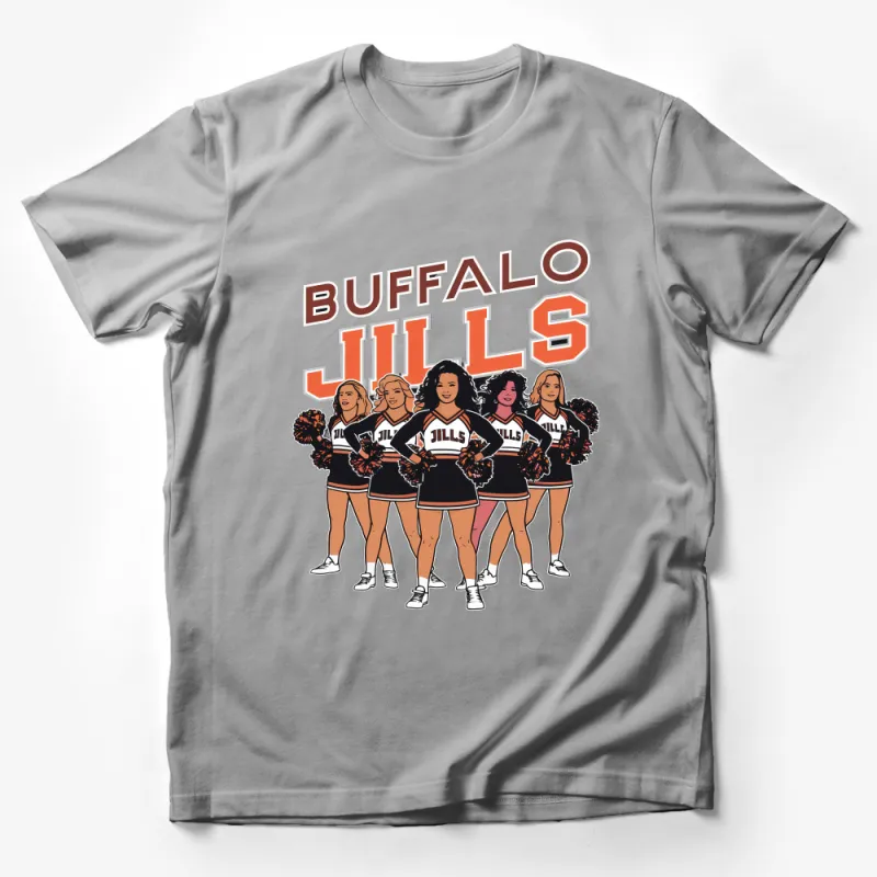 Buffalo Jills Cheerleader Graphic Tee, Women's Sports Team Support T-Shirt, Casual Fan Apparel, Gift for Sports Lovers Male T-Shirt