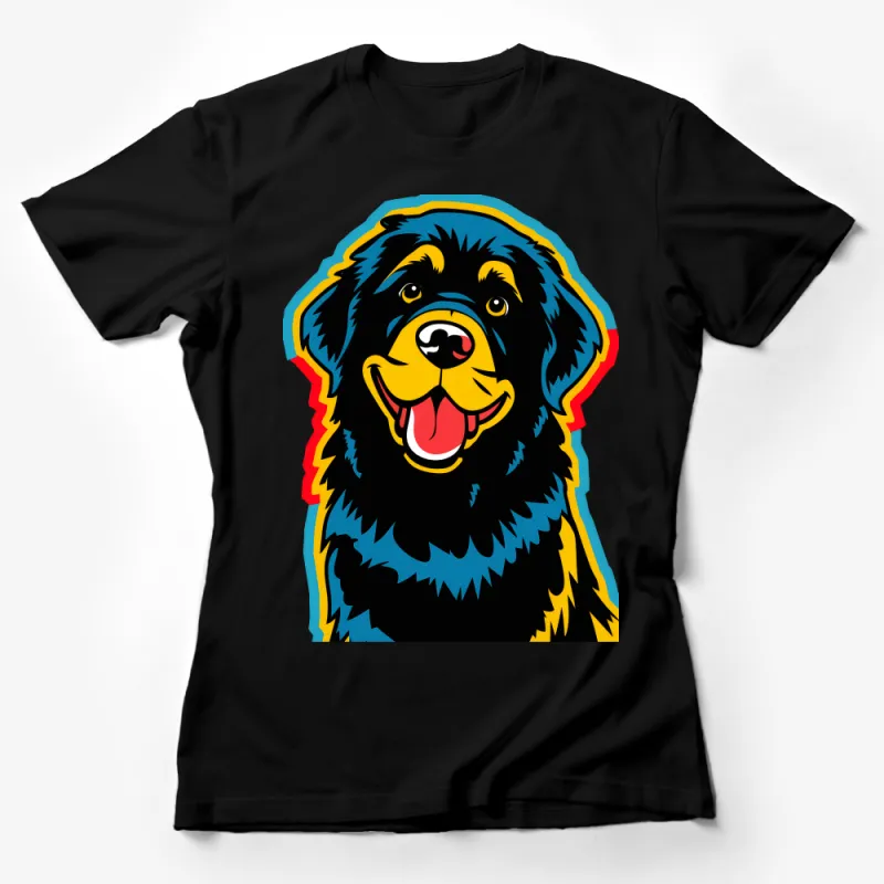 Colorful Dog T-Shirt, Vibrant Cartoon Dog Graphic Tee, Funny Animal Lover Gift, Cheerful Pet Illustration Top, Unisex Shirt Female T-Shirt