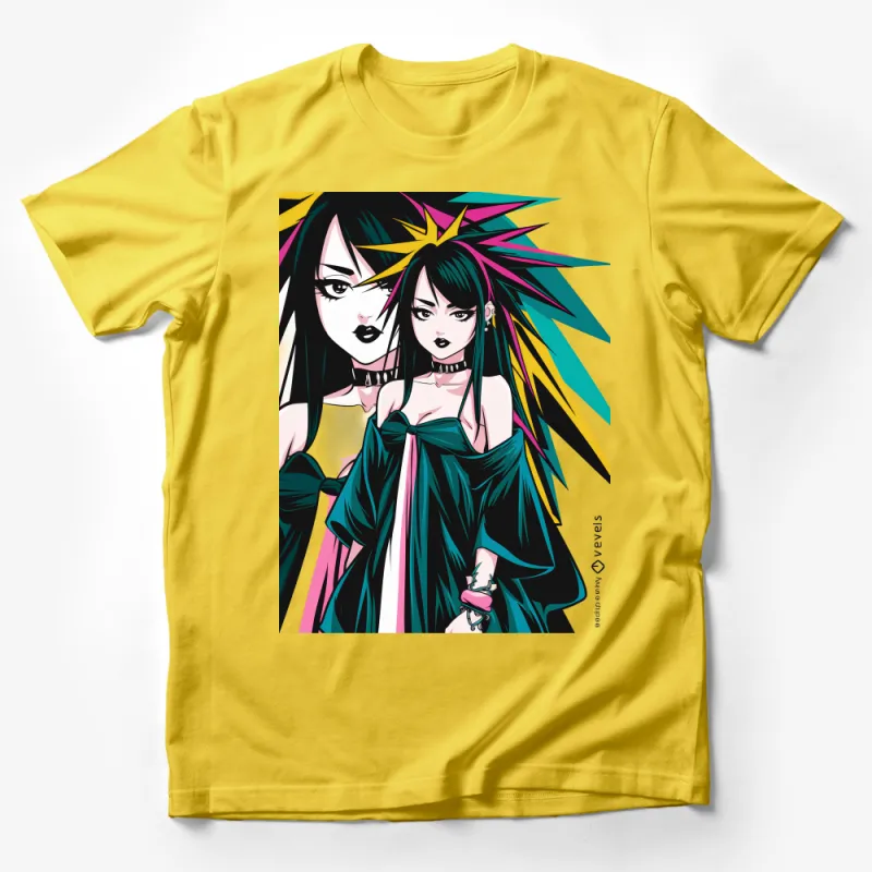 Anime Inspired Graphic Tee, Bold Colorful Manga Girls, Stylish Pop Art T-Shirt, Unique Illustration, Japanese Culture Fashion Top Male T-Shirt