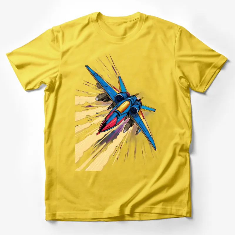 Men's Graphic Tee with Colorful Jet Design, Vibrant Pilot Inspired Shirt, Stylish High-Speed Aircraft Print Top, Unique Gift Male T-Shirt