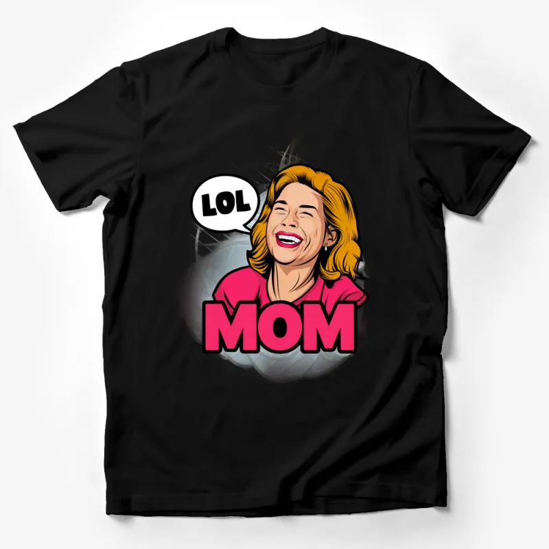 Funny LOL MOM T-Shirt, Laughing Mother Comic Style Tee, Casual Pink Graphic Shirt, Gift for Mom, Mother's Day Humor Top, Comfort Wear Male T-Shirt