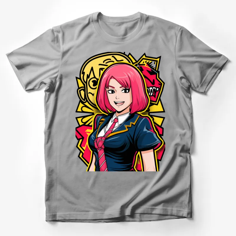 Vibrant Anime Girl T-Shirt, Colorful Manga Style Tee, Trendy Otaku Fashion Top, Casual Streetwear Unisex Shirt Male T-Shirt