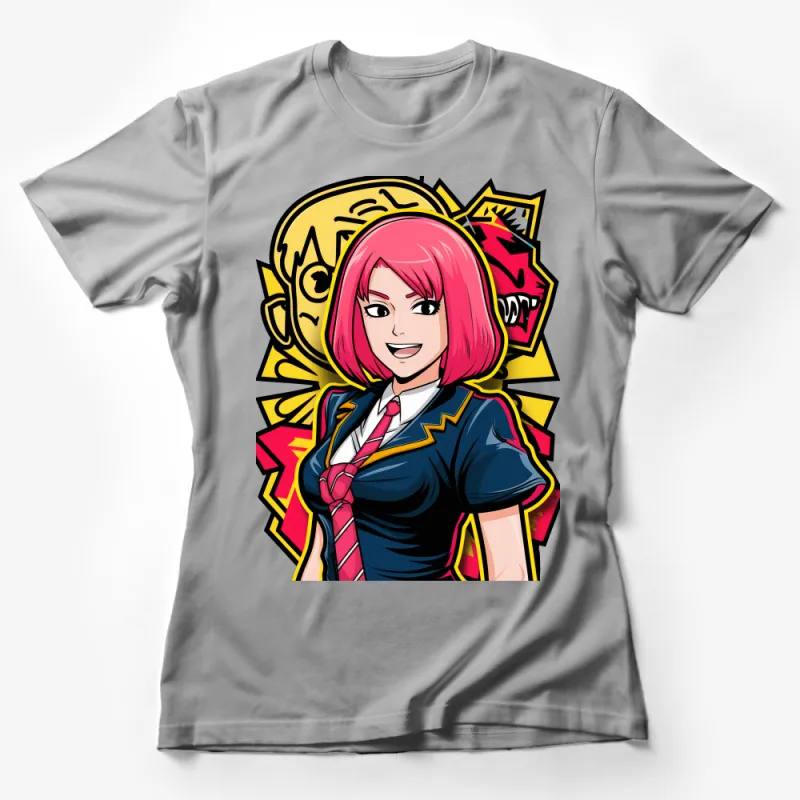 Vibrant Anime Girl T-Shirt, Colorful Manga Style Tee, Trendy Otaku Fashion Top, Casual Streetwear Unisex Shirt Female T-Shirt