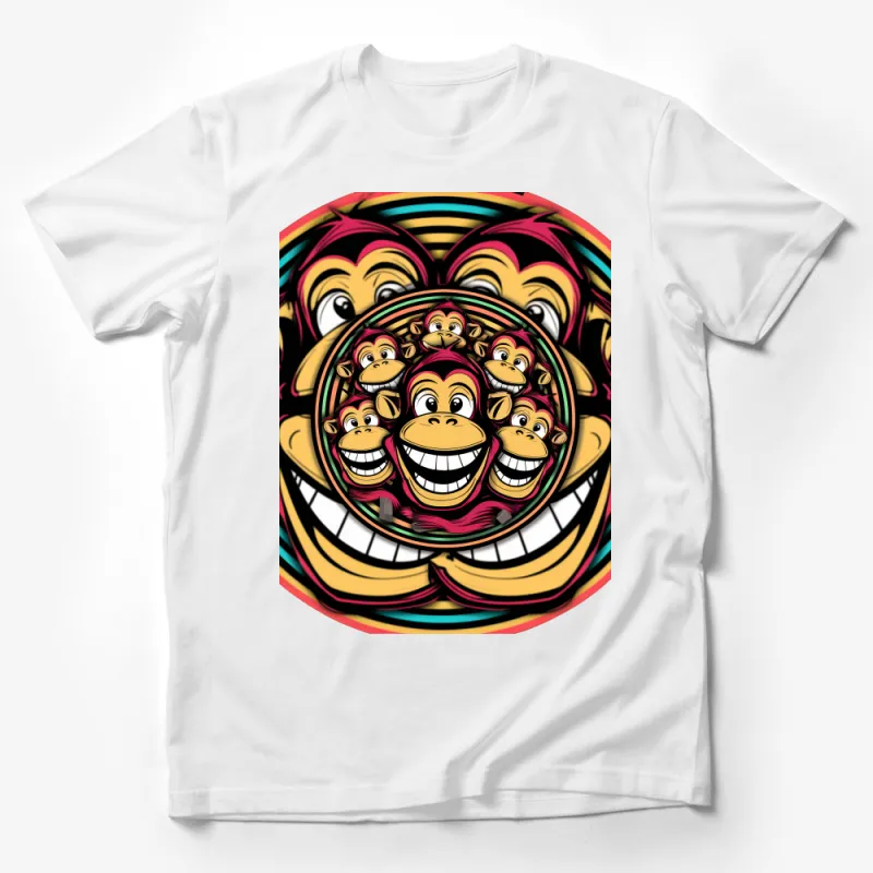 Colorful Monkey Mandala T-Shirt, Abstract Animal Art Tee, Unique Graphic Design Shirt, Unisex Adult Clothing Male T-Shirt