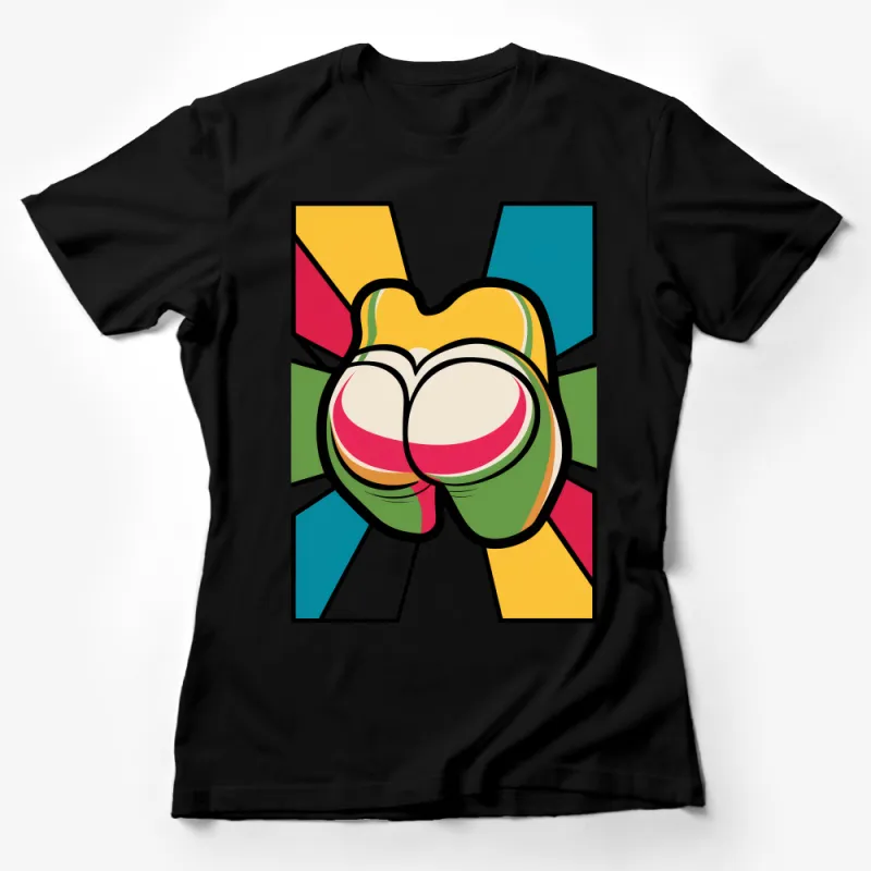 Abstract Cartoon Hands Heart Design T-Shirt, Colorful Graphic Tee, Casual Unisex Pop Art Top, Trendy Gift Shirt, Streetwear Female T-Shirt