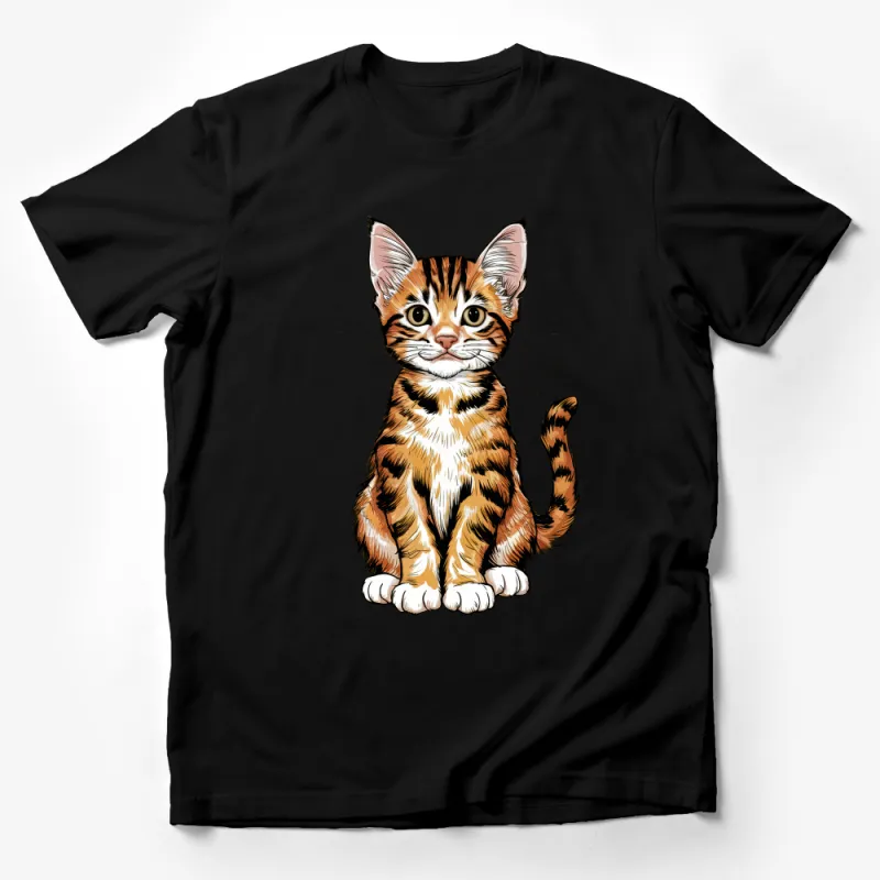 Adorable Tabby Kitten Graphic T-Shirt, Cute Cat Lover Tee, Unisex Casual Wear, Soft Cotton Animal Illustration Shirt, Pet Owner Gift Male T-Shirt