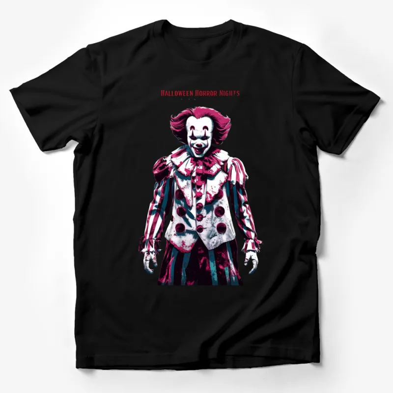 Halloween Horror Clown T-Shirt, Scary Movie Character Tee, Unisex Adult Creepy Clown Costume, Horror Film Fan Top, Graphic Tee Male T-Shirt