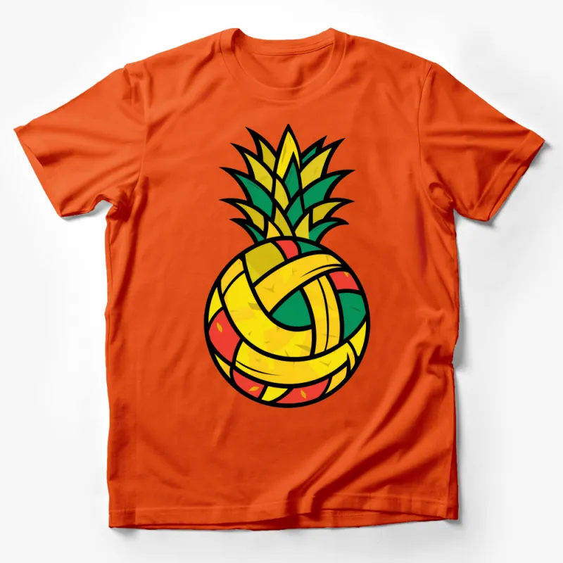 Tropical Volleyball Pineapple T-Shirt, Colorful Summer Beach Tee, Cartoon Fruit Volleyball Player Shirt, Casual Unisex Gift Male T-Shirt