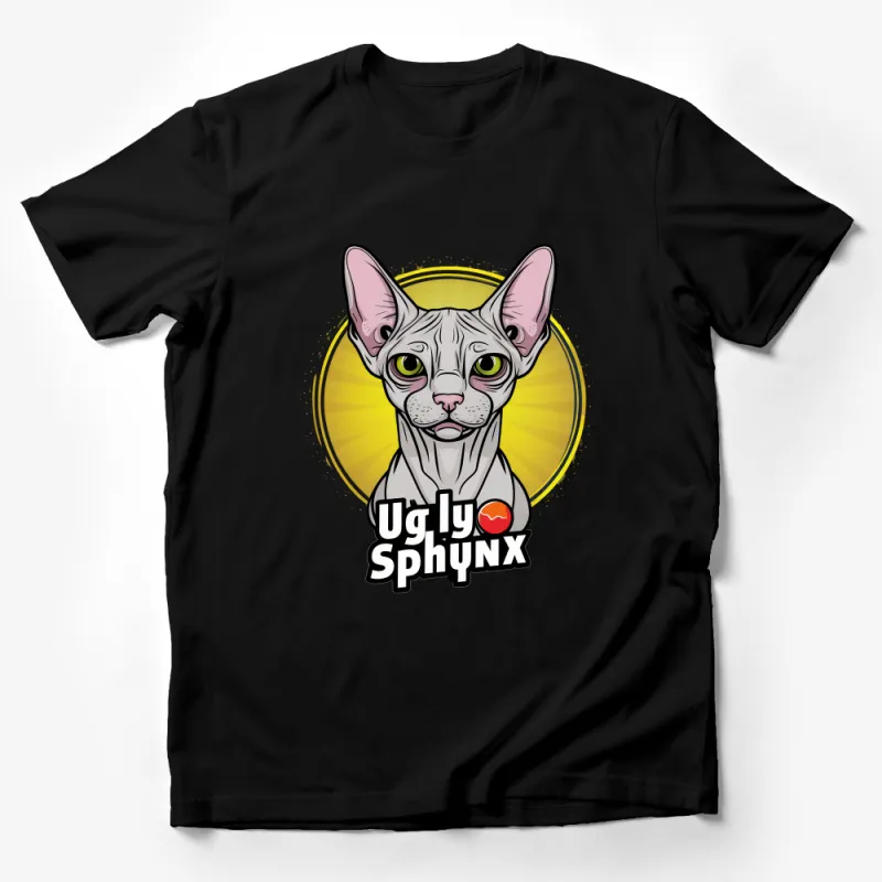 Sphynx Cat T-Shirt, Hairless Cat Lover Tee, Funny Ugly Sphynx Cat Graphic Shirt, Unisex Cotton Shirt, Pet Humor, Cat Dad Mom Gift Male T-Shirt