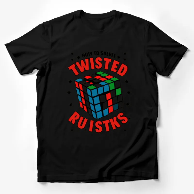 Colorful Puzzle Cube Shirt, Funny Twist and Solve T-Shirt, Geeky Gamer Tee, Unique Rubik's Cube Inspired Top for Men and Women Male T-Shirt