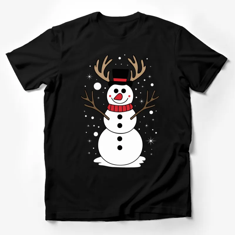 Festive Snowman T-Shirt, Holiday Cheer Top Hat Snowman, Winter Wonderland Tee, Christmas Snowman Shirt, Cute Snowman Graphic Tee Male T-Shirt