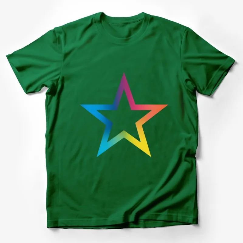 Colorful Star Gradient T-Shirt, Unisex Rainbow Star Tee, Casual Graphic Tee, Trendy Summer Top, Fashionable Shirt for All Ages Male T-Shirt