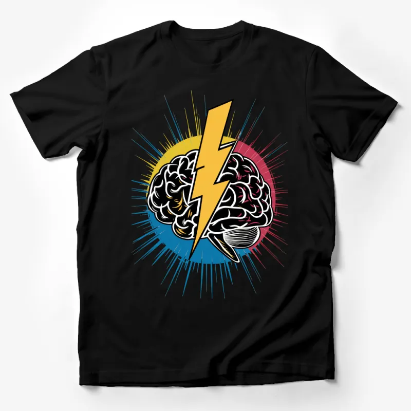 Brain Power T-Shirt, Creative Mind Tee, Lightning Bolt Graphic, Unisex Brainy Shirt, Inspirational Casual Wear, Smart Look, Science Apparel Male T-Shirt