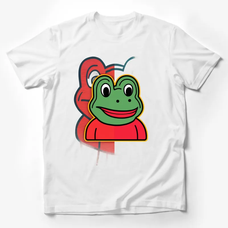 Funky Frog Cartoon T-Shirt, Colorful Amphibian Graphic Tee, Unisex Casual Wear, Trendy Animal Illustration Shirt Male T-Shirt