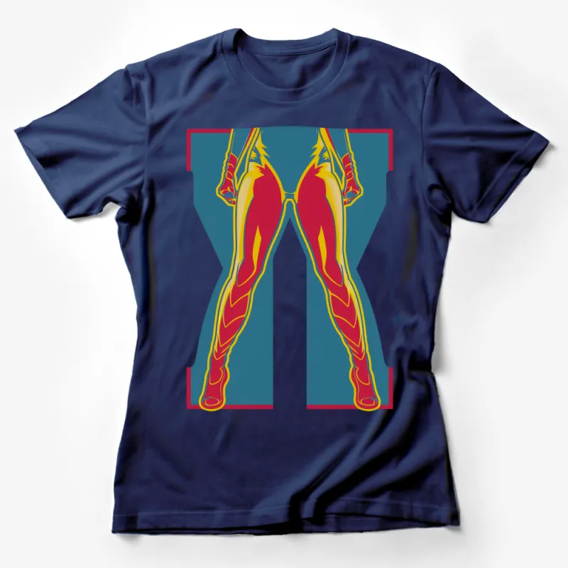 Abstract Muscular Legs Artwork Tee, Bold Colorful Graphic T-Shirt, Modern Art Inspired Fashion, Unisex Clothing Female T-Shirt