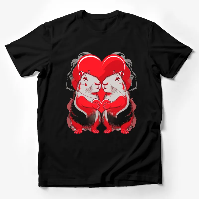 Love Hamsters T-Shirt, Cute Rodent Couple Heart Tee, Unique Animal Lovers Gift, Unisex Graphic Tee Male T-Shirt