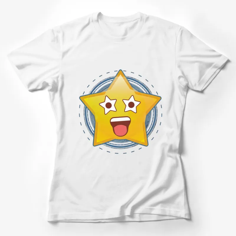 Cute Star Cartoon Face T-Shirt, Unisex Graphic Tee, Casual Comfortable Shirt for All Ages, Unique Design Top Female T-Shirt