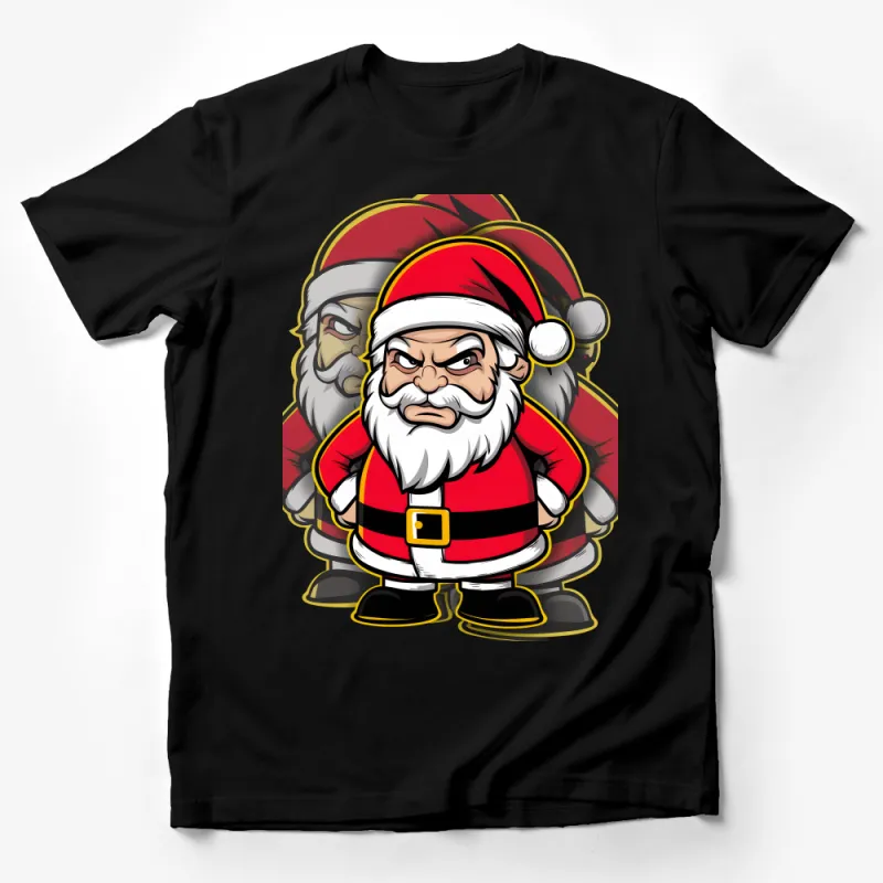 Funny Grumpy Santa Claus T-Shirt, Christmas Cartoon Character Tee, Unique Holiday Humor Gift, Festive Apparel for Men and Women Male T-Shirt