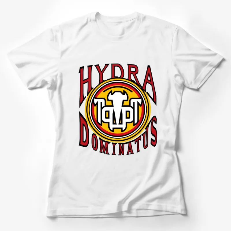 Vintage Hydra Dominatus Graphic T-Shirt, Bold Retro Comic Style Tee, Unique Superhero Inspired Shirt Design, Casual Wear Female T-Shirt