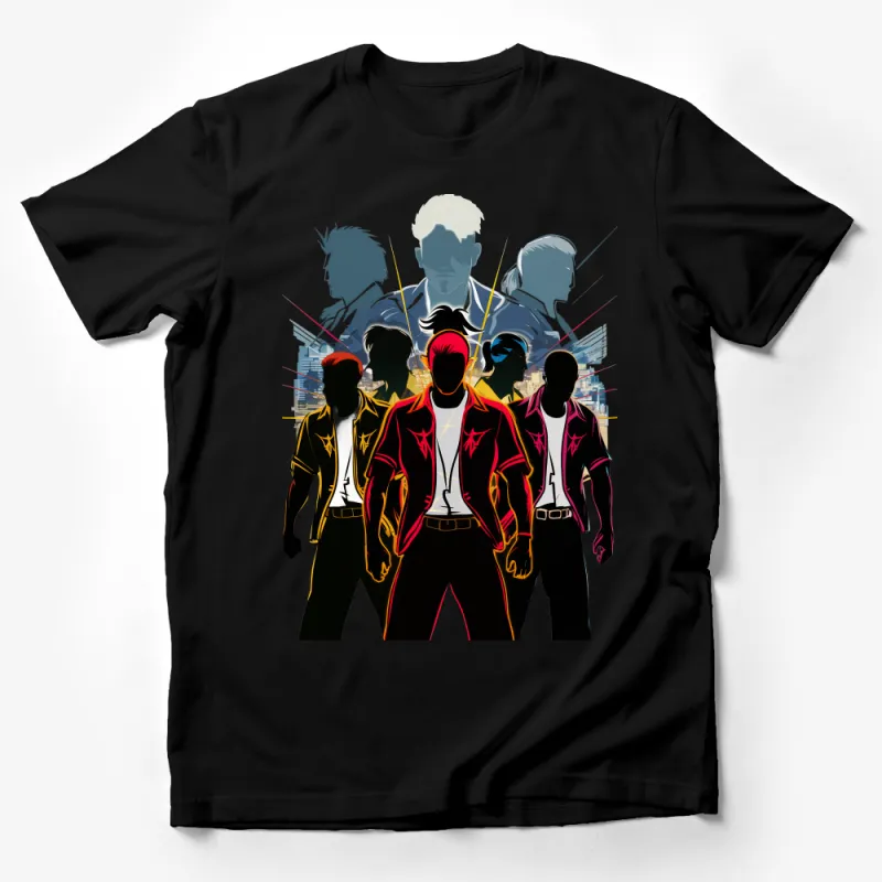 Stylish Anime-Inspired Group T-Shirt, Cool Urban Squad Tee, Fashionable Graphic Shirt, Urban Streetwear, Unique Illustration Tops Male T-Shirt