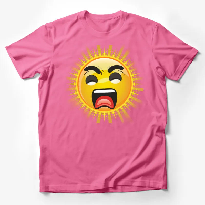 Bold Sun Emoji Graphic Tee, Unisex Yellow Sunshine Expression T-Shirt, Casual Summer Wear, Fun Emoticon Shirt for All Ages Male T-Shirt