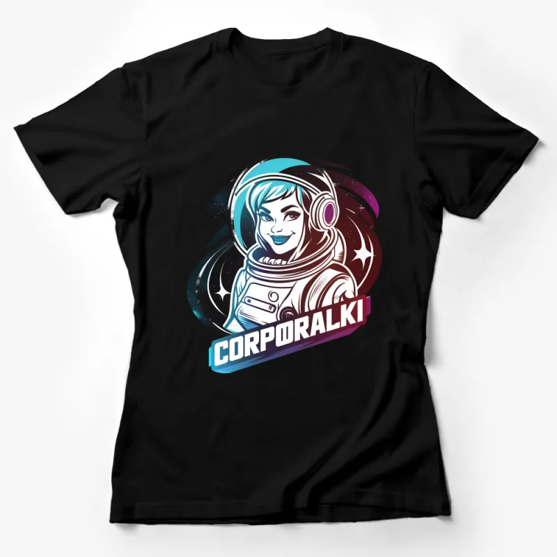 Women's Space Theme T-Shirt, Astronaut Girl Graphic Tee, Colorful Cosmic Apparel, Casual Sci-Fi Fashion Top, Unique Gift Female T-Shirt