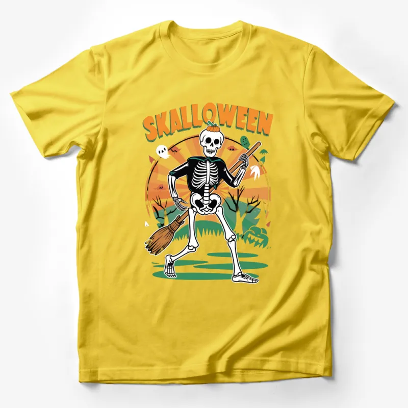 Funny Halloween Skeleton T-Shirt, Skalloween Graphic Tee, Unisex Party Costume Shirt, Spooky Season Apparel Male T-Shirt