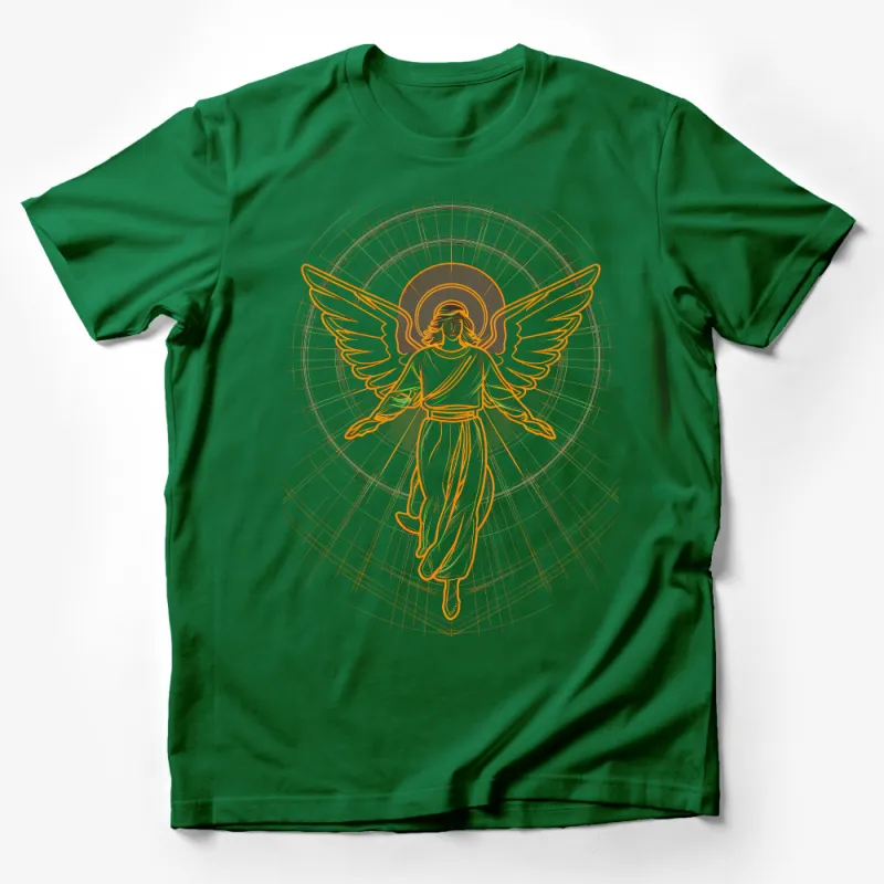 Angel Line Art T-Shirt, Aesthetic Minimalist Angelic Graphic Tee, Spiritual Modern Design, Unisex Cotton Shirt Male T-Shirt