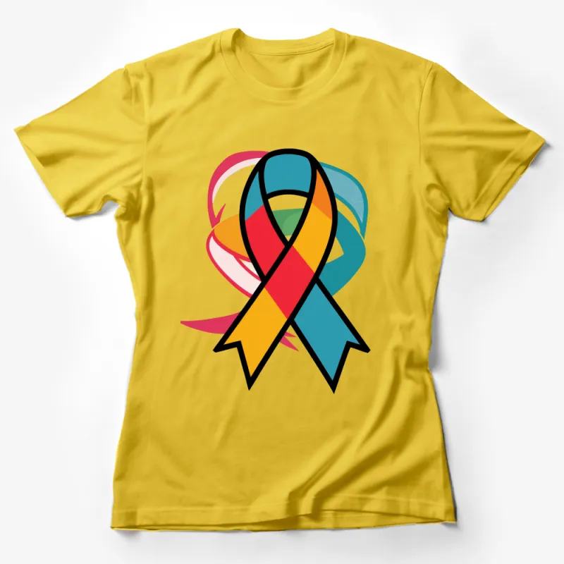 Colorful Autism Awareness Ribbon T-Shirt, Neurodiversity Support Tee, Inclusive Fashion, Trendy Graphic Shirt, Gift for Advocate Female T-Shirt