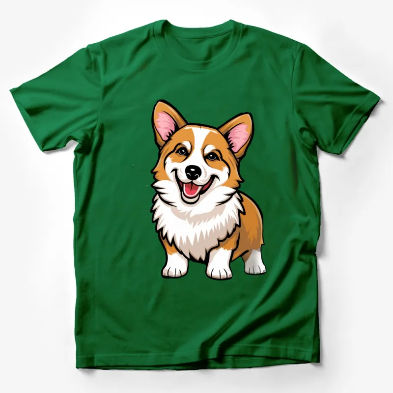 Cute Corgi Dog T-Shirt, Funny Cartoon Corgi Lover Tee, Unisex Animal Graphic Shirt, Pet Owner Casual Wear, Soft Cotton Top, Gift for Dog Moms Male T-Shirt