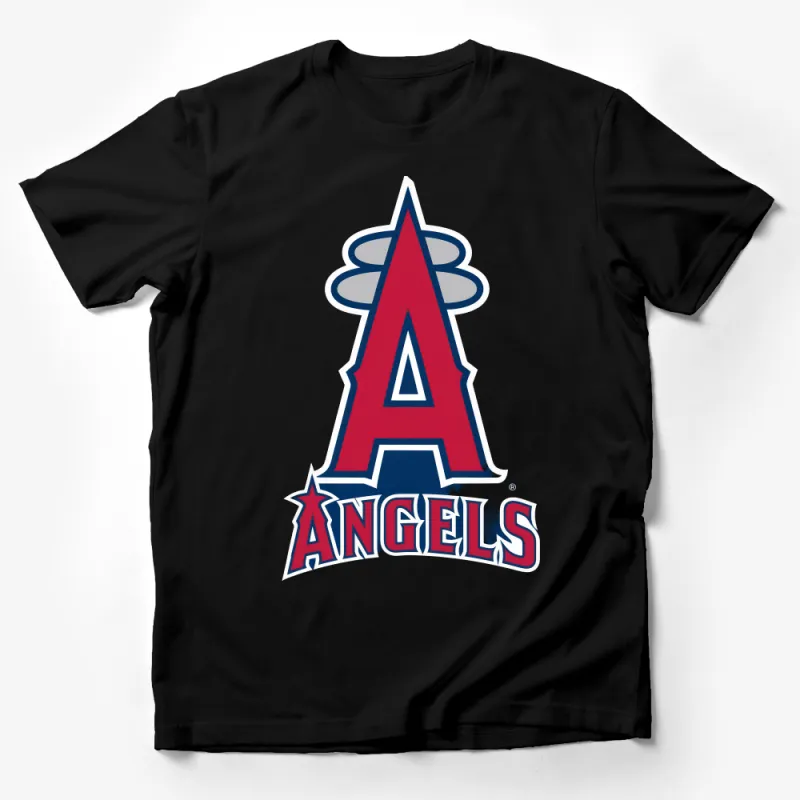 Unisex Angels Graphic Tee, Casual Sports Fan T-Shirt, Red and Blue Team Logo, Soft Cotton Shirt, Summer Wear, Game Day Apparel Male T-Shirt