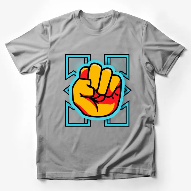 Colorful Pop Art Fist T-Shirt, Bold Graphic Tee, Unisex Statement Shirt, Vibrant Casual Wear, Unique Fashion Top, Sizes S-XXL Male T-Shirt