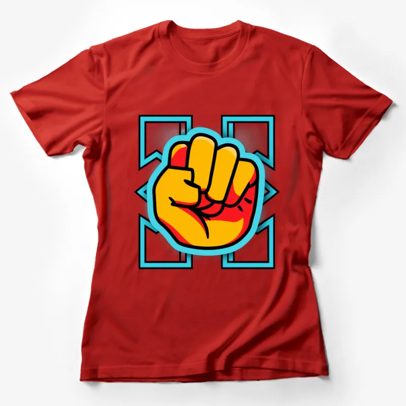 Colorful Pop Art Fist T-Shirt, Bold Graphic Tee, Unisex Statement Shirt, Vibrant Casual Wear, Unique Fashion Top, Sizes S-XXL Female T-Shirt