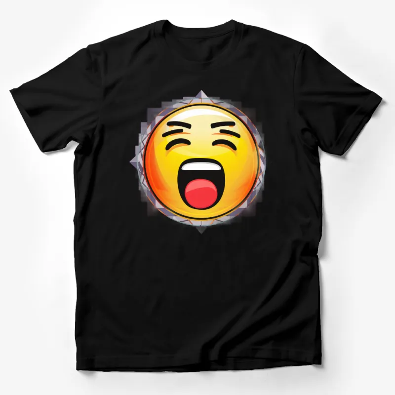 Laughing Emoji Graphic Tee, Unisex Funny Expression T-Shirt, Casual Yellow Emoticon Top, Gift for Friend Male T-Shirt