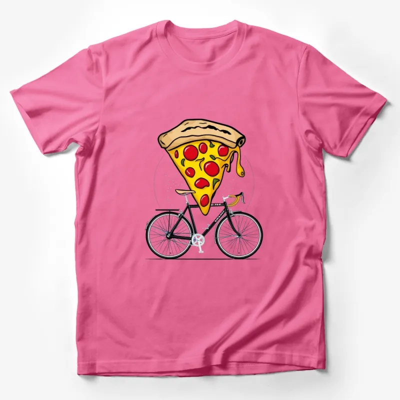 Funny Pizza Riding Bicycle T-Shirt, Quirky Food Lover Tee, Unique Graphic Tee, Casual Unisex Shirt Male T-Shirt