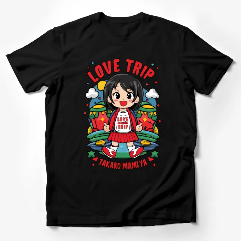 Love Trip Graphic Tee, Cute Anime Character T-Shirt, Takako Mamiya Inspired, Unisex Casual Apparel, Fashion Gift for Anime Fans Male T-Shirt