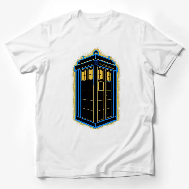 TARDIS Style Blue Box Graphic Tee, Sci-Fi Time Travel Unisex T-Shirt, Pop Culture Vintage Look Shirt Male T-Shirt