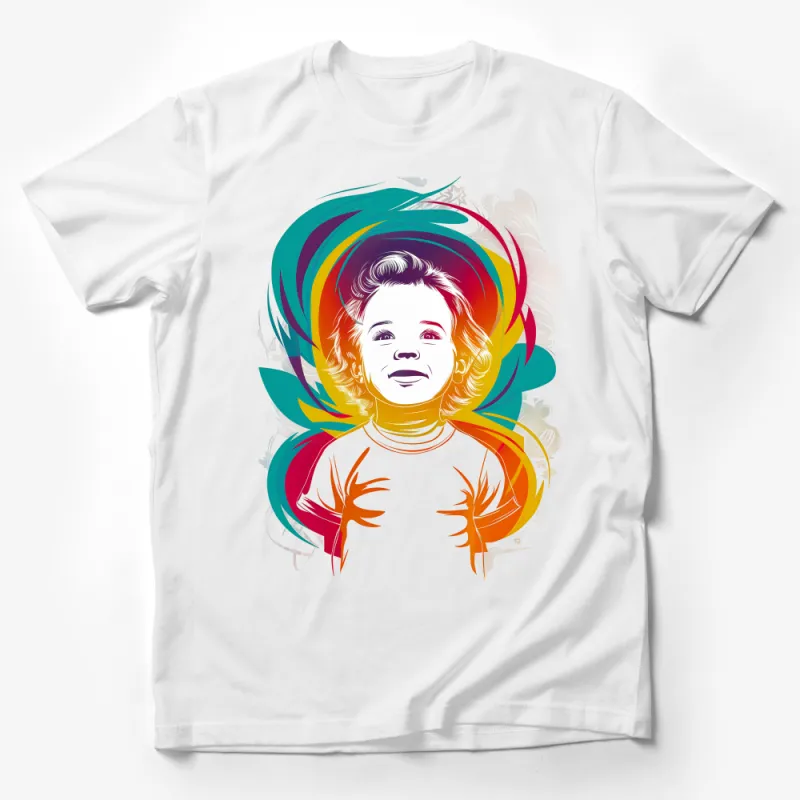 Colorful Abstract Child Portrait Tee, Artistic Kids Face Design T-Shirt, Unisex Graphic Tee, Creative Fashion, Gift Shirt for Parents Male T-Shirt